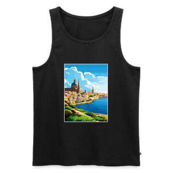 Malte Vintage voyage affiche WPA Souvenir - Débardeur bio Premium Homme - noir - Devant - Michal (187cm)