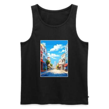 Aveiro Portugal Vintage voyage affiche WPA Souvenir - Débardeur bio Premium Homme - noir - Devant - AI Model Male 178 light (178cm)