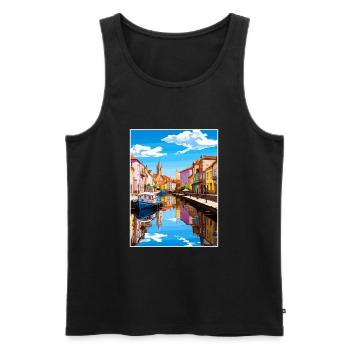 Aveiro Portugal Vintage voyage affiche WPA Souvenir - Débardeur bio Premium Homme - noir - Devant - AI Model Male 178 light (178cm)