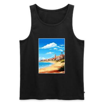 Cascais Portugal Vintage voyage affiche Souvenir - Débardeur bio Premium Homme - noir - Devant - Michal (187cm)