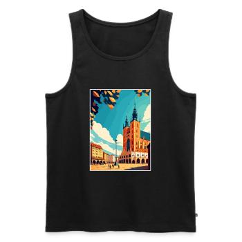 Cracovie Pologne Vintage voyage affiche WPA Souvenir - Débardeur bio Premium Homme - noir - Devant - Michal (187cm)
