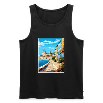 Coimbra Portugal Vintage Travel Poster Souvenir - Men's Premium Organic Tank Top - black - Front - Michal (187cm)