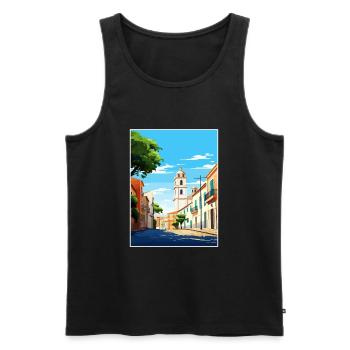 Faro Portugal Vintage voyage affiche WPA Souvenir - Débardeur bio Premium Homme - noir - Devant - Michal (187cm)