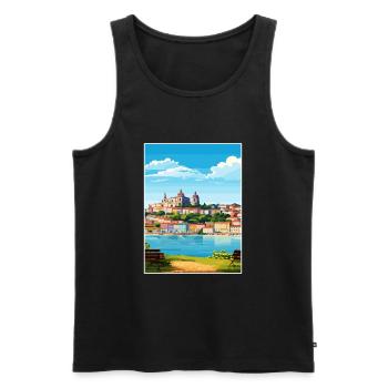 Coimbra Portugal Vintage Travel Poster Souvenir - Men's Premium Organic Tank Top - black - Front - Michal (187cm)