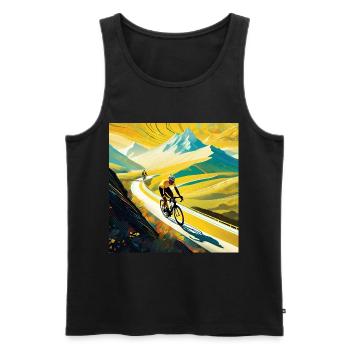 Vivid Altitude: Racing the Dream Peaks - Men's Premium Organic Tank Top - black - Front - Michal (187cm)