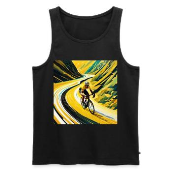 Peak Pursuit: Yellow Jersey's Flight - Men's Premium Organic Tank Top - black - Front - Michal (187cm)
