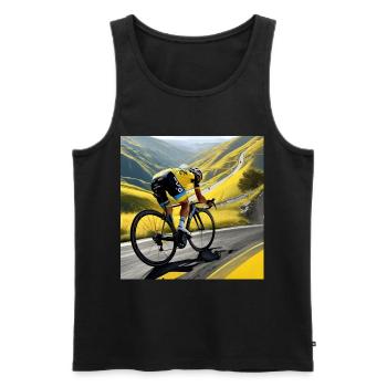 The Golden Climb: Racing Mountain Dreams - Men's Premium Organic Tank Top - black - Front - Michal (187cm)