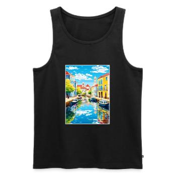 Aveiro Portugal Vintage voyage affiche WPA Souvenir - Débardeur bio Premium Homme - noir - Devant - AI Model Male 178 light (178cm)