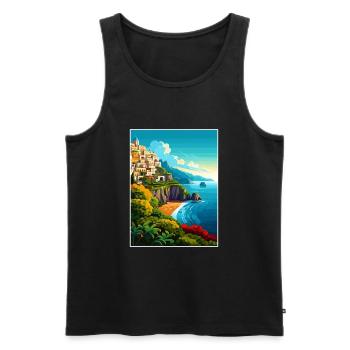Amalfi Italie Décoration Vintage Voyage Affiche WPA - Débardeur bio Premium Homme - noir - Devant - Michal (187cm)