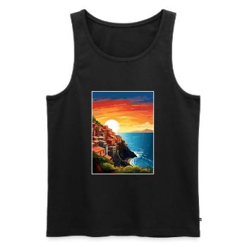 Cinque Terre Italie Décoration Patmos Affiche De Voyage - Débardeur bio Premium Homme - noir - Devant - Michal (187cm)