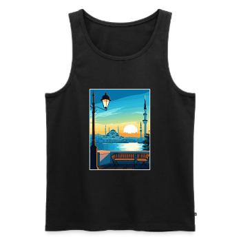 Istanbul Décoration Turquie Vintage Affiche De Voyage - Débardeur bio Premium Homme - noir - Devant - Michal (187cm)