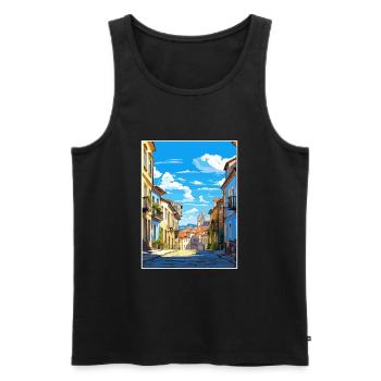Braga Portugal Vintage voyage affiche WPA Souvenir - Débardeur bio Premium Homme - noir - Devant - AI Model Male 178 light (178cm)
