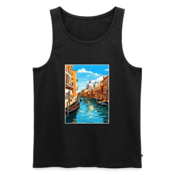 Venise Italie Décoration St Mark S Square Souvenir - Débardeur bio Premium Homme - noir - Devant - Michal (187cm)