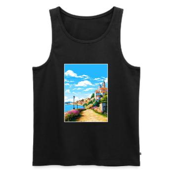 Coimbra Portugal Vintage Travel Poster Souvenir - Men's Premium Organic Tank Top - black - Front - Michal (187cm)