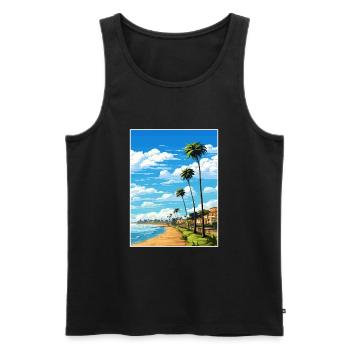Estoril Portugal Vintage voyage affiche Souvenir - Débardeur bio Premium Homme - noir - Devant - Michal (187cm)