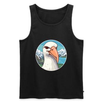 Albatross Watercolor Cartoon Kawaii Pet Animal Col - Men's Premium Organic Tank Top - black - Front - Michal (187cm)
