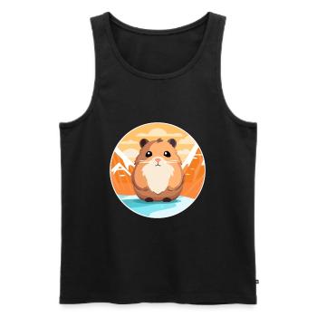 Hamster Aquarell Karikatur Kawaii Haustier Tier Farbe - Männer Premium Bio Tank Top - Schwarz - Vorne - Michal (187cm)