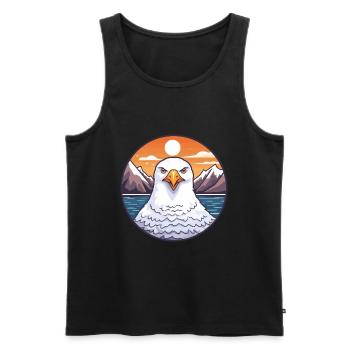 Seagull Watercolor Cartoon Kawaii Pet Animal Color - Men's Premium Organic Tank Top - black - Front - Michal (187cm)
