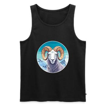 Ram Watercolor Cartoon Kawaii Pet Animal Colorful - Men's Premium Organic Tank Top - black - Front - AI Model Male 178 light (178cm)