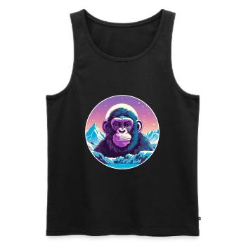 Chimpanzé aquarelle dessin animé kawaii animal de compagnie Co - Débardeur bio Premium Homme - noir - Devant - Michal (187cm)