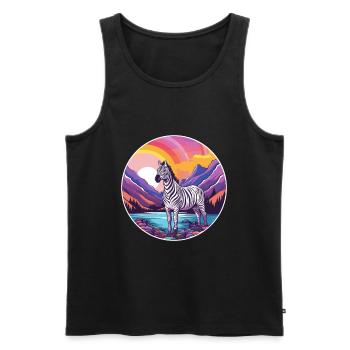 Zebra Watercolor Cartoon Kawaii Pet Animal Colorfu - Men's Premium Organic Tank Top - black - Front - AI Model Male 178 light (178cm)