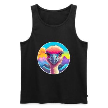 Autruche Aquarelle Dessin Animé Kawaii Animal De Compagnie Animal Couleur - Débardeur bio Premium Homme - noir - Devant - Michal (187cm)