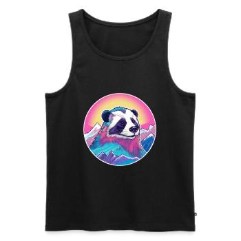 Blaireau Aquarelle Dessin Animé Kawaii Animal De Compagnie Colorf - Débardeur bio Premium Homme - noir - Devant - AI Model Male 178 light (178cm)