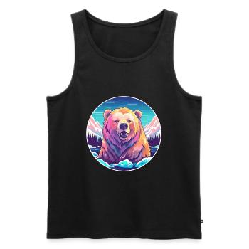 Ours Aquarelle Dessin Animé Kawaii Animal De Compagnie Coloré - Débardeur bio Premium Homme - noir - Devant - Michal (187cm)