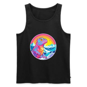 Chameleon Watercolor Cartoon Kawaii Pet Animal Col - Men's Premium Organic Tank Top - black - Front - Michal (187cm)