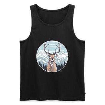 Cerf Aquarelle Dessin Animé Kawaii Animal De Compagnie Animal Coloré - Débardeur bio Premium Homme - noir - Devant - Michal (187cm)