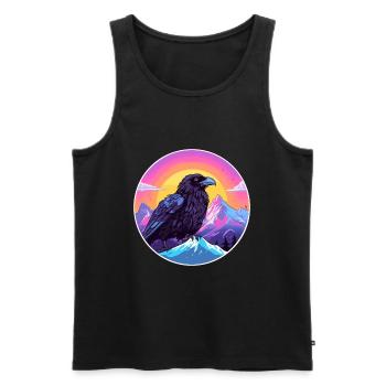 Corbeau Aquarelle Dessin Animé Kawaii Animal De Compagnie Coloré - Débardeur bio Premium Homme - noir - Devant - Michal (187cm)