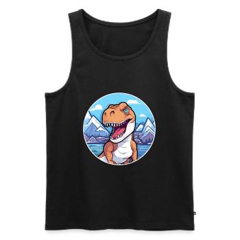 Dinosaure Aquarelle Dessin Animé Kawaii Animal Animal Colo - Débardeur bio Premium Homme - noir - Devant - AI Model Male 178 light (178cm)
