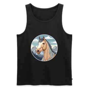 Cheval Aquarelle Dessin Animé Kawaii Animal De Compagnie Animal Colorfu - Débardeur bio Premium Homme - noir - Devant - Michal (187cm)