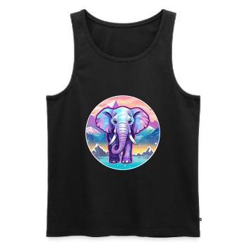 Elephant Watercolor Cartoon Kawaii Pet Animal Colo - Men's Premium Organic Tank Top - black - Front - Michal (187cm)