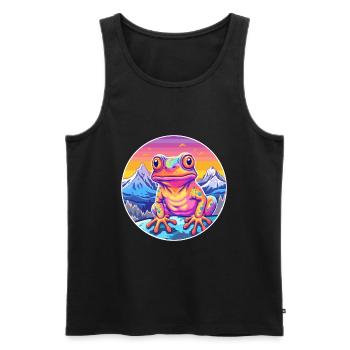 Grenouille Aquarelle Dessin Animé Kawaii Animal De Compagnie Coloré - Débardeur bio Premium Homme - noir - Devant - Michal (187cm)