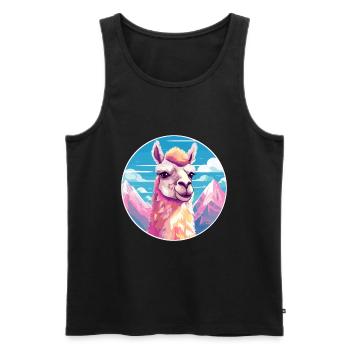 Lama Aquarell Karikatur Kawaii Haustier Tier Farbefu - Männer Premium Bio Tank Top - Schwarz - Vorne - Michal (187cm)