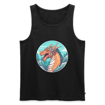 Dragon Aquarelle Dessin Animé Kawaii Animal De Compagnie Colorf - Débardeur bio Premium Homme - noir - Devant - Michal (187cm)