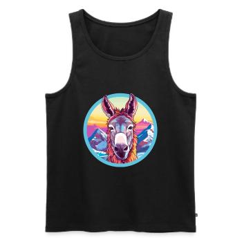 Esel Aquarell Karikatur Kawaii Haustier Tier Farbe - Männer Premium Bio Tank Top - Schwarz - Vorne - Michal (187cm)