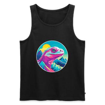 Iguana Watercolor Cartoon Kawaii Pet Animal Colorf - Men's Premium Organic Tank Top - black - Front - AI Model Male 178 light (178cm)