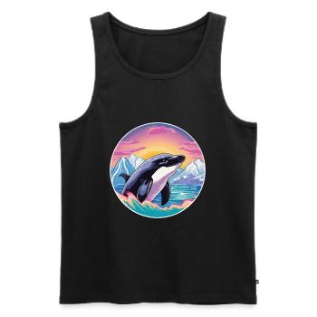 Orca Aquarell Karikatur Kawaii Haustier Tier Bunt - Männer Premium Bio Tank Top - Schwarz - Vorne - Michal (187cm)