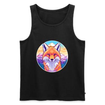 Fox Watercolor Cartoon Kawaii Pet Animal Colorful - Men's Premium Organic Tank Top - black - Front - AI Model Male 178 light (178cm)