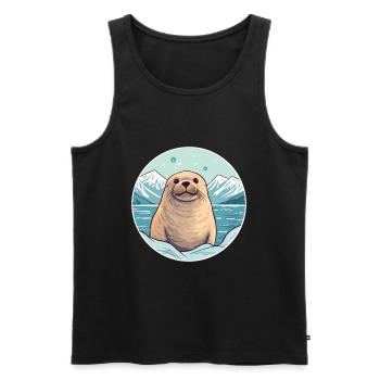 Siegel Aquarell Karikatur Kawaii Haustier Tier Bunt - Männer Premium Bio Tank Top - Schwarz - Vorne - Michal (187cm)