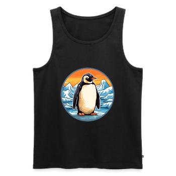 Pingouin Aquarelle Dessin Animé Kawaii Animal De Compagnie Animal Couleur - Débardeur bio Premium Homme - noir - Devant - Michal (187cm)