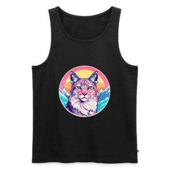 Lynx Watercolor Cartoon Kawaii Pet Animal Colorful - Men's Premium Organic Tank Top - black - Front - Michal (187cm)