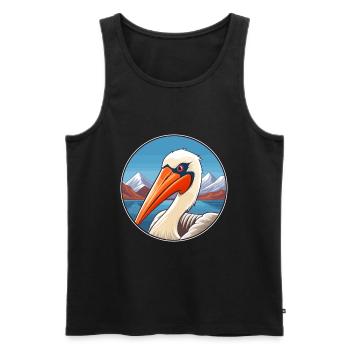 Pélican Aquarelle Dessin Animé Kawaii Animal De Compagnie Animal Couleur - Débardeur bio Premium Homme - noir - Devant - Michal (187cm)