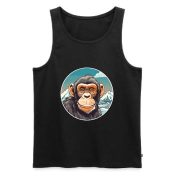 Chimpanzé aquarelle dessin animé kawaii animal de compagnie Co - Débardeur bio Premium Homme - noir - Devant - Michal (187cm)