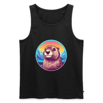 Murmeltier Aquarell Karikatur Kawaii Haustier Tier Col - Männer Premium Bio Tank Top - Schwarz - Vorne - Michal (187cm)