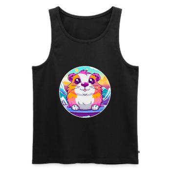 Hamster Aquarell Karikatur Kawaii Haustier Tier Farbe - Männer Premium Bio Tank Top - Schwarz - Vorne - Michal (187cm)