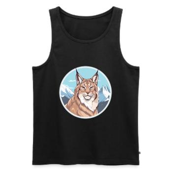 Lynx Watercolor Cartoon Kawaii Pet Animal Colorful - Men's Premium Organic Tank Top - black - Front - Michal (187cm)