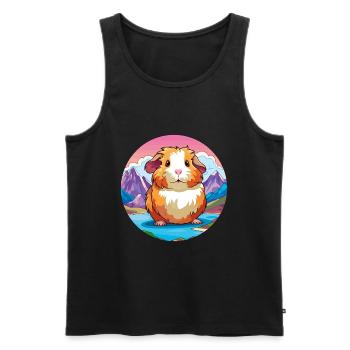 Cochon d’Inde aquarelle dessin animé Kawaii Pet Animal Co - Débardeur bio Premium Homme - noir - Devant - Michal (187cm)